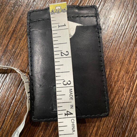 Flawed Madewell Black Leather Card Case w/ Magnet Money Clip Wallet Men's NI342 - Picture 10 of 12